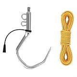 Stainless Steel Gaff Hook for Sea Fishing | Hardwearing Fish Landing Tool with 6m Rope | 1/2 Inch Thread Compatible with Dip Nets & Fishing Rods | Saltwater & Freshwater Use(Size M)