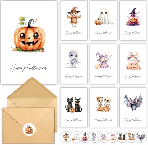 20 Pack Halloween Cards with Envelopes, Happy Halloween Greeting ...
