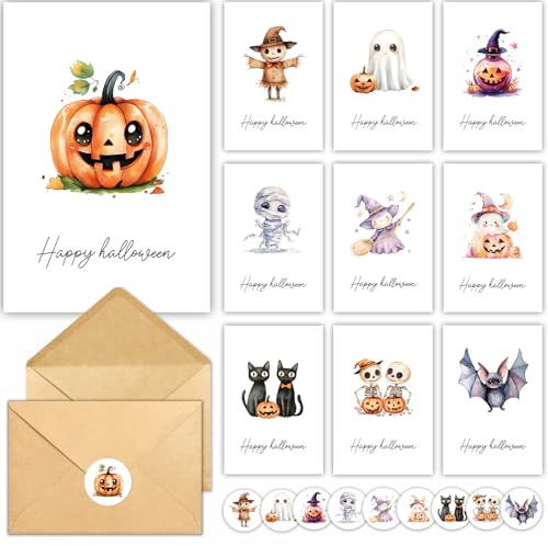 HiABNRT 20 Pack Halloween Cards with Envelopes, Happy Halloween G...