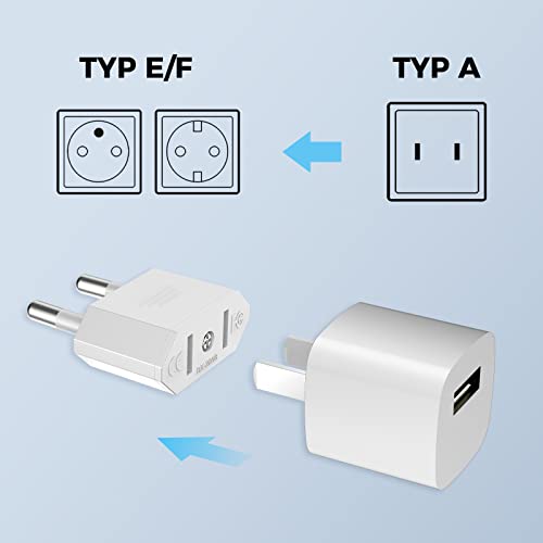 VIEVRE Adapter USA Deutschland Stecker,2 Stück US to EU Adapter,US Adapter EU,USA Adapter Steckdose,EU to US Adapter, EU Stecker Adapter,CE-Zertifizierun,USA Adapter für Geräte mit USA-Netzteil