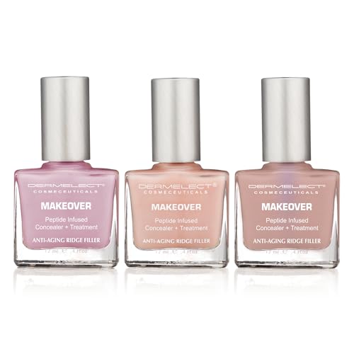 Dermelect Makeover Triple Play Manicure Set Ridge Filler & Award-Winning Nail Treatments | Strengthens Moisturizes & Conceals Imperfections (3 pcs set)
