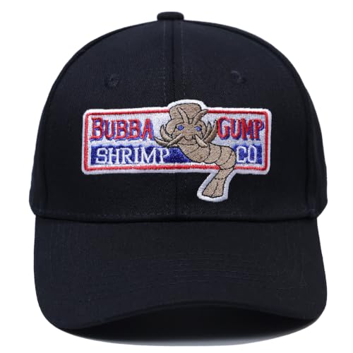 Bubba Gump Baseball Cap Adjustable Shrimp Co. Embroidered Forest Gump Costume Hats (Black M)