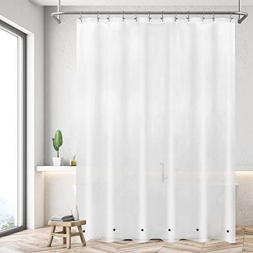 Image of Mrs Awesome Extra Long Shower Curtain Liner with 6 Magnets 72 x 84 inch, Frosted PEVA 8G Heavy Duty Thick Plastic Shower Curtain, Waterproof, 72x84, Frost