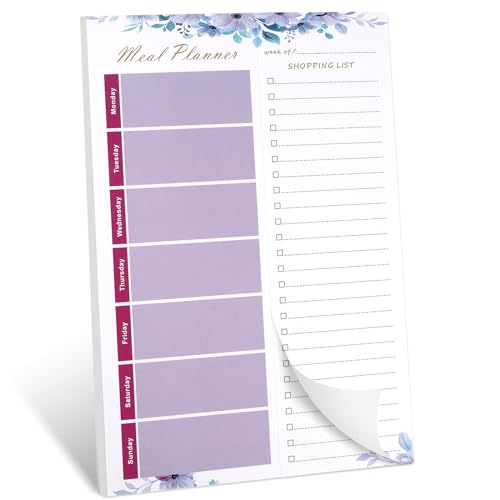 Vibrant Focus Magnetic Meal Planner for Fridge, Grocery List Magnet Pad for Fridge, 52 Undated Sheets Meal Planning Pad with Tear Off Shopping List, Simplify Your Weekly Menu and Reduce Food Waste
