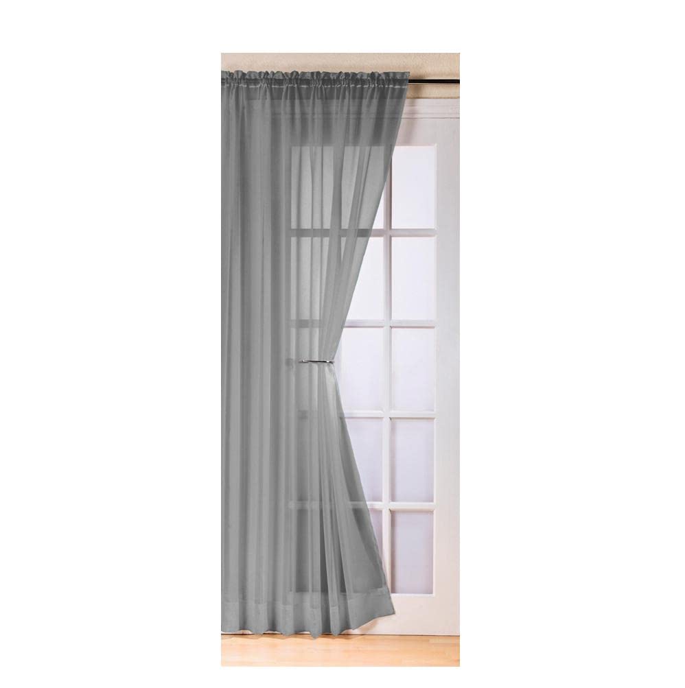 1 Single Plain Voile Curtain Panel Net Curtains Slot Top Road Pocket Header 14 Colours (Pewter, 81)