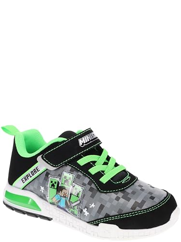 Image of Minecraft Shoes for Boys, High-Top Sneakers for Little Kid/Big Kid, Navy/Green