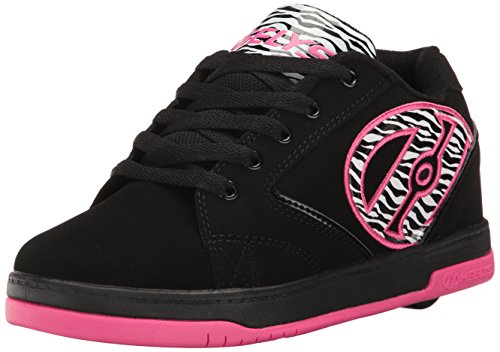 Heelys Unisex-Child Propel 2.0 Sneaker, Black/Pink/Zebra, 4 M US Big Kid