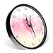 Timethink Ballet Girl Princess Pink Metal Frame Wall Clock, Quiet Sweep Quartz Baby Girl Dancing Black Aluminum Frame Wall Clock with Ballerina Moving Leg for Living Room Girl Bedroom Dance room Decor