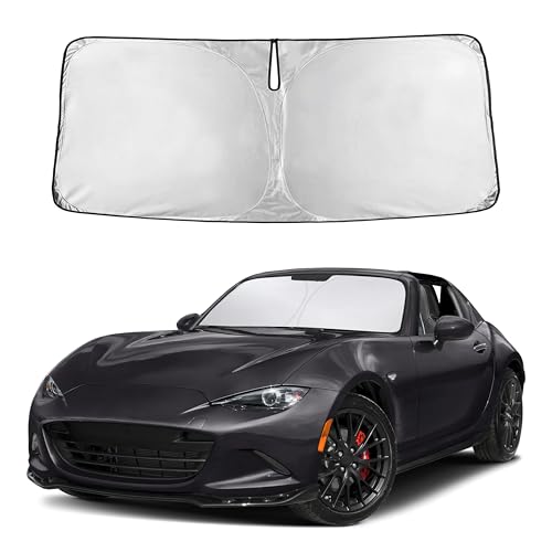 Image of EcoNour Windshield Sunshade Compatible for Mazda MX5 Miata Convertible 2016-2023 2024 2025, Sun Visor for Front Windshield & Window Sun Shade Cover, UV Heat Blocker & Protector, Car Accessories
