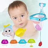 Zwei Spielmodi: Badewannenspielzeug Walnetz-Set kann zwei spielmodi haben, Sie können fischen und schießen, badespielzeug was kindern mehr spaß macht. Dieses super lustige baby spielzeug badespielzeug hält Kinder in der Badezeit beschäftigt.