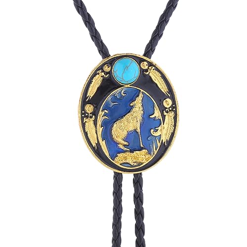 Image of HUABOLA CALYN Native American Bolo tie Rodeo Cowboy Leather Necktie Western Bolo ties for Men Women Necktie for Concert Fans