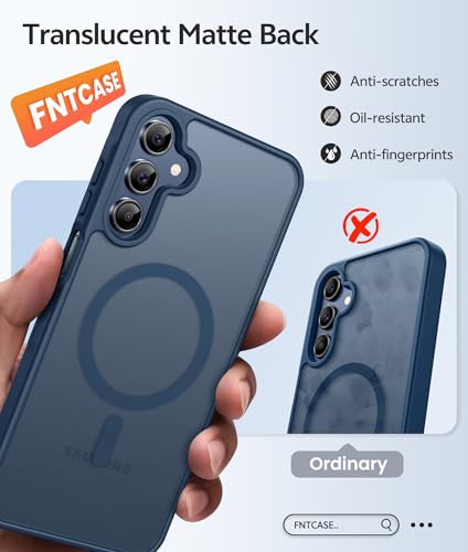 Image of FNTCASE for Galaxy A15 5G Phone Case: [Compatible with Magsafe] [Screen Protector] Matte Translucent Military-Grade Protection for Samsung A15 Cover - Blue