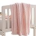 NTBAY 100% Cotton Cable Knit Toddler Blanket Throw Blanket Super Soft Warm Multi Color, 30"x 40", Baby Pink