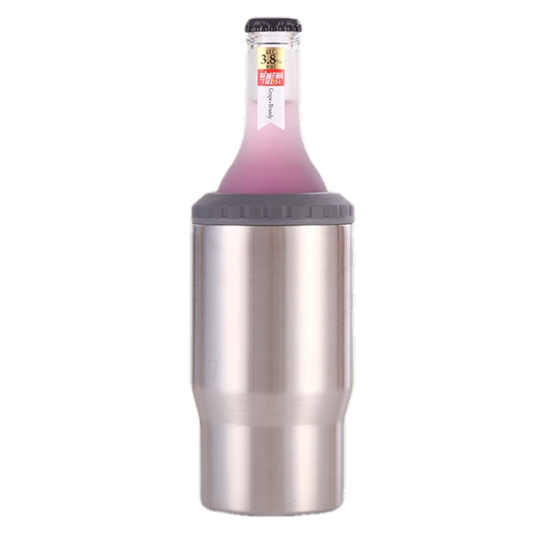 Gteller 4 in 1 Stainless Steel Can/Bottle Insulator, 14oz Two-Way Lids SUS Insulated Can Cooler, Beer Bottle Holder(Stainless Steel) — image 1