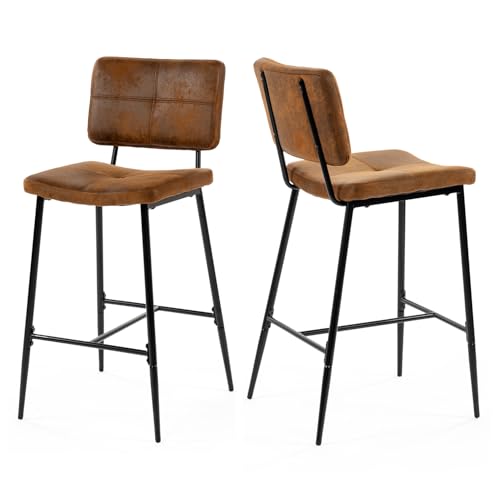 Meuble Cosy Lot de 2 Tabouret de Bar Industriel avec Dossier et Repose-Pieds, Siège Rembourrés de...