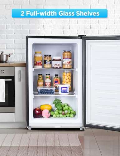 Image of Commercial Cool 3.0 Cu. Ft. Upright Freezer with 2 Removable Glass Shelves, Reversible Door, Adjustable Thermostat, Mini Freezer with Space Saving Flat Back, Manual Defrost, CCUL30B, Black