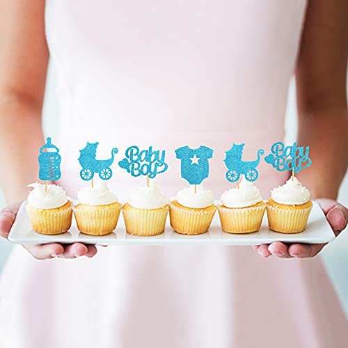 Keaziu 36 Pack Baby Shower Cupcake Toppers Boy Baby Cupcake Toppers Baby Shower Cake Cupcake Toppers Picks For Birthday Boy Party Decorations #TOP3