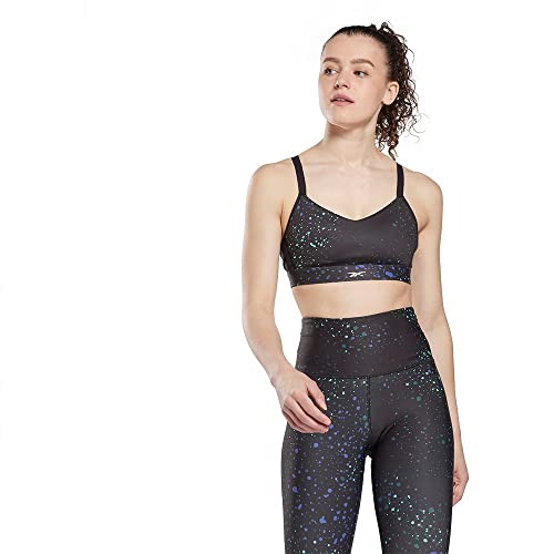 Reebok S Lux Strappy Bra Speckle Sports Bra Women Black/White