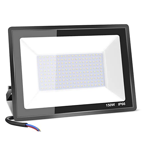 Ankishi 150W LED Floodlight, IP66 Waterproof Security Lights, Super Bright Lights LED 15000LM Outdoor Light, 6500K Daylight White Wall Light for Garden, Patio, Backyard, Front Yard, Garage