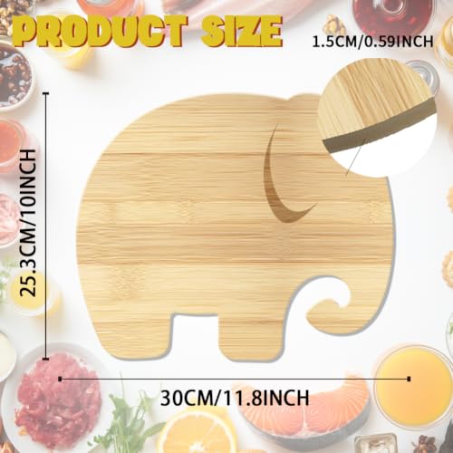 WEBEEDY Tabla de Cortar de Madera de Bambú en Forma de Elefante, 30x25.3 cm, Para Cocina y Decoración miniatura 2