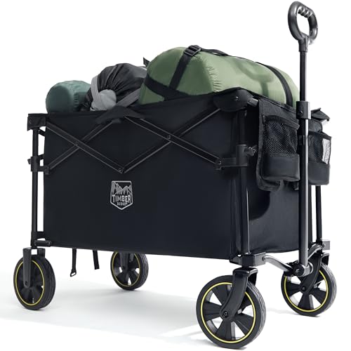 TIMBER RIDGE Chariot Camping Pliable 200L avec Porte-gobelet Poignée Réglable Chariot de Jardin...