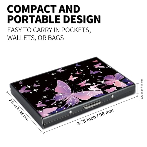 RYUITHDJP Business Card Holder Wallet – Stylish Butterflies Cover Design with Durably metal card organizer - Slim RFID Protected Credit Card Holder for Men and Women, 3.8x2.6 inches3