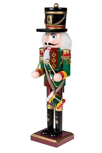 Clever Creations Green Drummer 12 Inch Traditional Wooden Nutcracker, Festive Christmas Décor for Shelves and Tables - Thumbnail 6