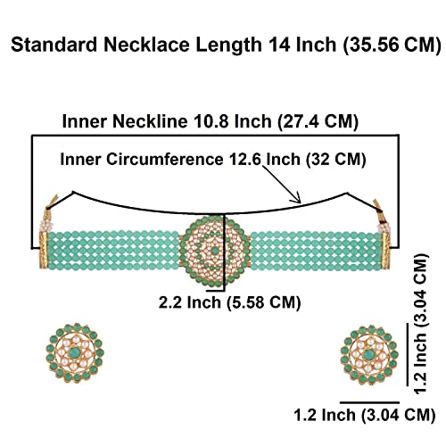 Efulgenz Indian Jewelry Set Crystal Faux Pearl Multi Layered Strand Beaded Choker Necklace Earrings Bollywood Jewelry Set2