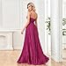 BluePlum Sexy Backless Maxi Formal Dress for Women, Wedding Guest Dresses with Embroidery Sequin, Cocktail Dresses with Sleeveless Pleated, Olive Green Evening Gowns for Party, Rosy Pink, Size L