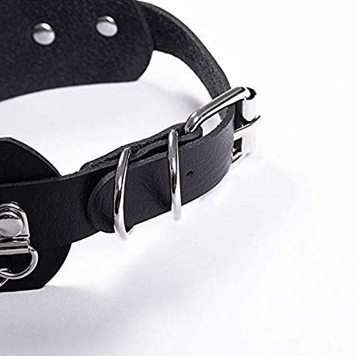 Kiwochy Breit Lederhalsband Halskette Damen Leder Choker mit Leine Ketten O Ring Metall Ring Halsband Lederhalsband Gotik Punk Lederhalsband Choker Spike Niete Kragen Halsketten Männer