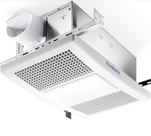 Upgraded Bathroom Exhaust Fan, 1300W Heater & LED Light Combo, 110 CFM Household Ventilation Fans, 1.5 Sone Quiet Bath Vent Fan for Home Shower with Metal Housing, Need Attic Ceiling Mount, 4' Duct