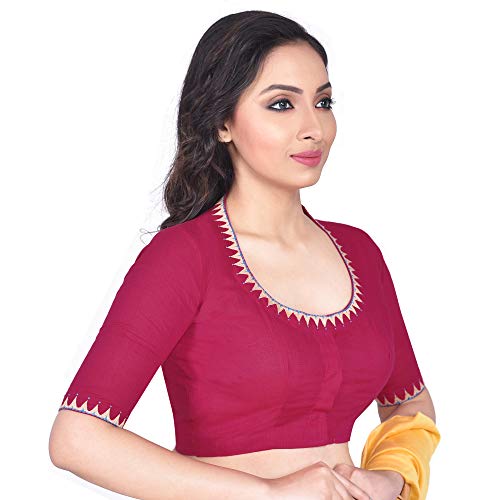 Image of RENE Women's Cotton Embroidered Half Sleeve Blouse