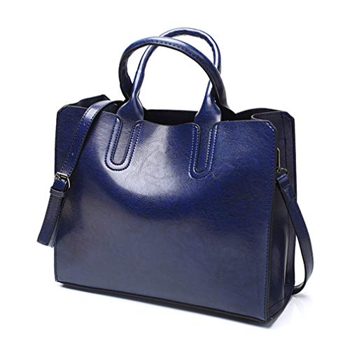 Pahajim Women Leather Handbags and Purses Top Handle Designer Tote Bags Satchel Bags for Women (blue)