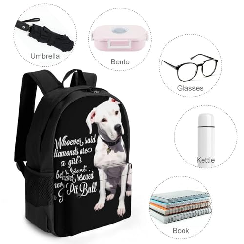 Men Women Lightweight Pitbull Pit Bulls Dog Black Backpack Large Capacity Bookbag With Smooth Zippers for Gym Business Running4