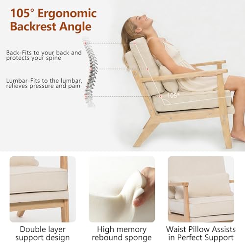 Sillón Plegable Chenille Beige miniatura 6