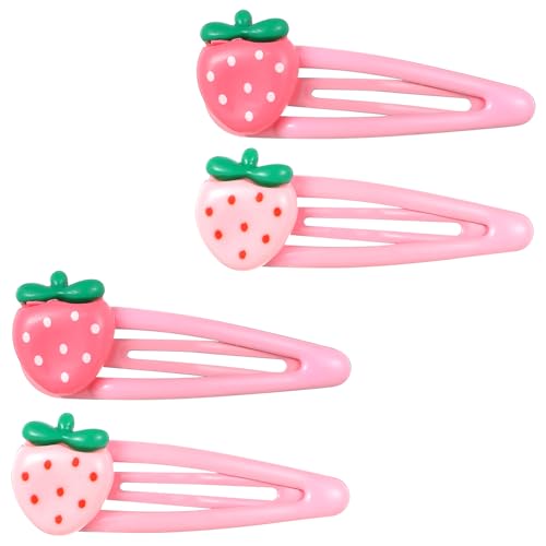Pinzas para cabello fresas 4 pcs color rosa miniatura 1