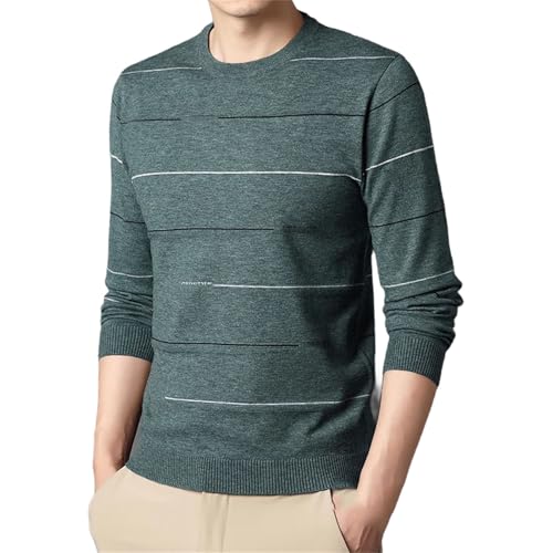 Men Striped Letter Embroidery O-Neck Sweater Loose Youth Fashion Urban Jumper