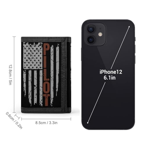 Pilot U.S. Flag Small Trifold Wallet for Men Canvas ID Credit Card Holder with Coin Pocket Outdoor2