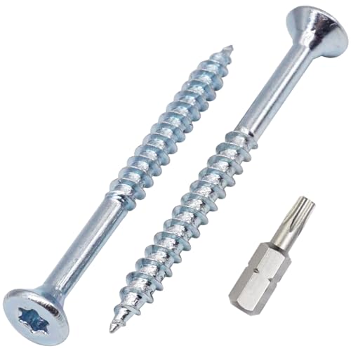 SKIR'CO (50 uds) Tornillos para madera de acero galvanizado 3,5 x 40 mm, Torx de cabeza avellanada, tornillos para aglomerado, parcialmente roscados