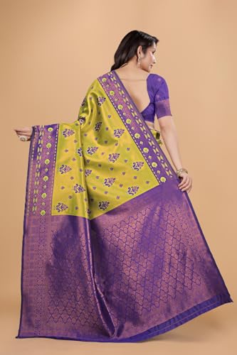 Image of Traditional Banarasi Silk 5.50 Meter Saree With 0.8 Meter Unstitched Blouse Piece For Wedding, Family Function, Festival And Special Occasion