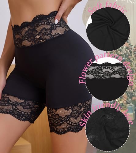 Hibluco Slip Shorts For Under Dresses Lace Women Anti Chafe Tummy Control Shapewear2