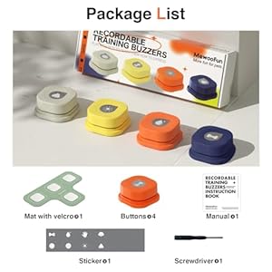 MEWOOFUN-Dog-Buttons-for-Communication-Starter-Pack-Recordable-Dog-Talking-Buttons-Set-Dog-Training-Speaking-Buttons-Dog-Clicker-with-Mat-Stickers-4-Packs-Rubber-Mat - Cucciolini Doodles MEWOOFUN-Dog-Buttons-for-Communication-Starter-Pack-Recordable-Dog-Talking-Buttons-Set-Dog-Training-Speaking-Buttons-Dog-Clicker-with-Mat-Stickers-4-Packs-Rubber-Mat