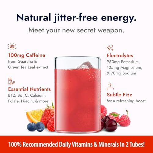 Image of Zipfizz Daily Energy Drink Powder, Fruit Punch, 20 Pack 3-in-1 Sustained Energy, Rapid Hydration, and Essential Vitamins Sugar-Free Electrolyte Powder Contains Vitamin B-12 & Antioxidants