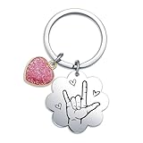 Fmekosdz I Love You Sign Language Keychain - Silver, Modern, Stainless Steel - Unisex-Adults, Romantic Partners, Family, Friends, ASL Community, Sign Language Educators