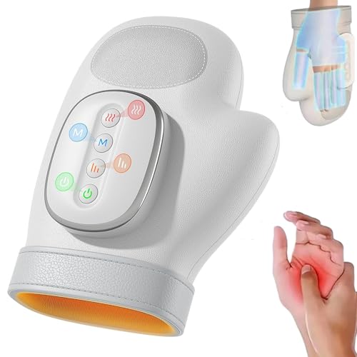 Hand Massager with Heat and Compression Cordless Hand Massage Glove 3 Modes 5 Intensity & 3 Heat Settings Electric Hand Massager Relaxation Valentines & Birthday Gifts for Women and Men (Gray)