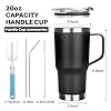 GUDEMAO 20 oz Tumbler with Handle, Stainless Steel Insulated Tumblers with Lid and Straw, Double Wall Vacuum Insulated Tumbler, Leak-proof, Insulated Travel Mug Coffee Cup for Cold and Hot (Black) - Image 3
