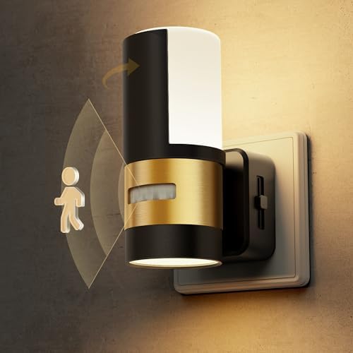 LOHAS-LED Nachtlicht Steckdose mit Bewegungsmelder, Warmweiß 3 Modi | (AUTO/AUS/EIN) 360° Drehbar, 3000K, 0-100 lm Dimmbar für Kinderzimmer, Flur, Treppe, Schlafzimmer