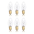 Simba Lighting C7 7W Replacement Bulb (6 Pack) for Night Light, Clear Candle Shape, 120V, E12 Candelabra Base, Dimmable, 2700K Warm White
