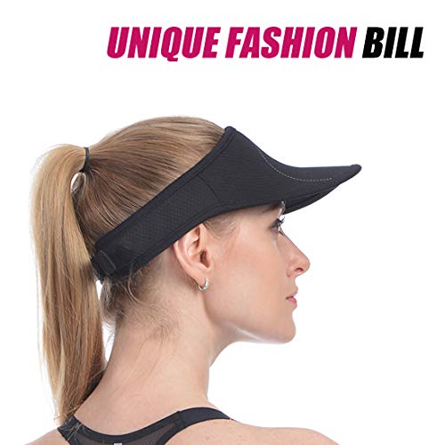 Ushake Sports Visor For Man Or Woman In Golf Running Jogging With Black/White/Rose Red Colors (Black) #TOP7