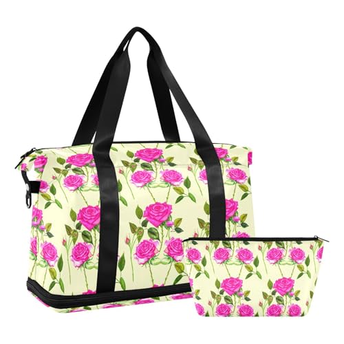 Blossom Leaves Yellow Travel Duffel Bag for Women Men Gym Bag with Shoe Compartment Wet Pocket Carry On Weekender Overnight Bags for Travel Gym Yoga School2